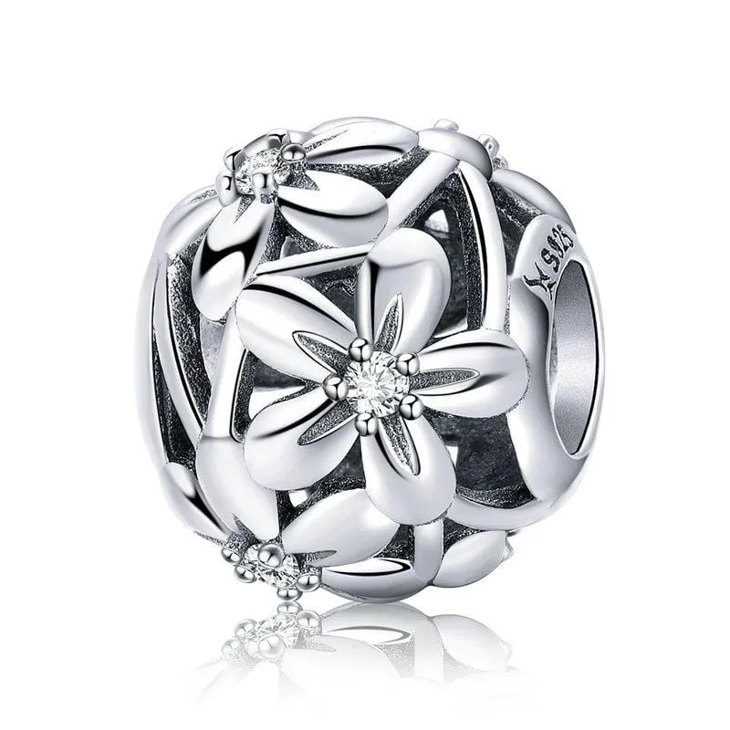 Silver Flower Bead Charm
