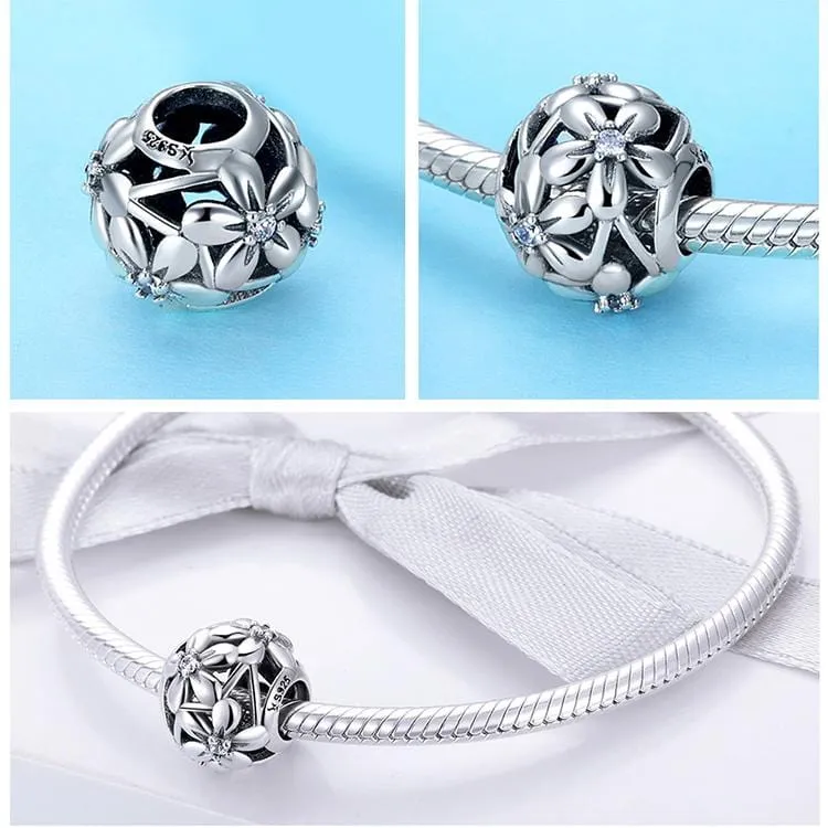 Silver Flower Bead Charm