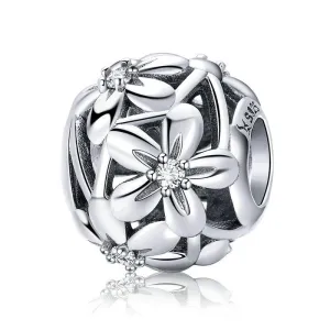 Silver Flower Bead Charm