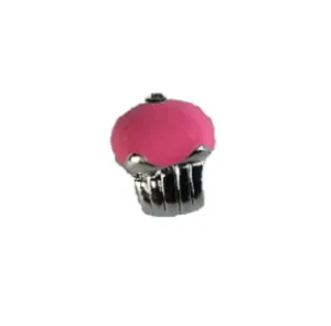 Silver Plated Pink Enamel Cupcake Charm