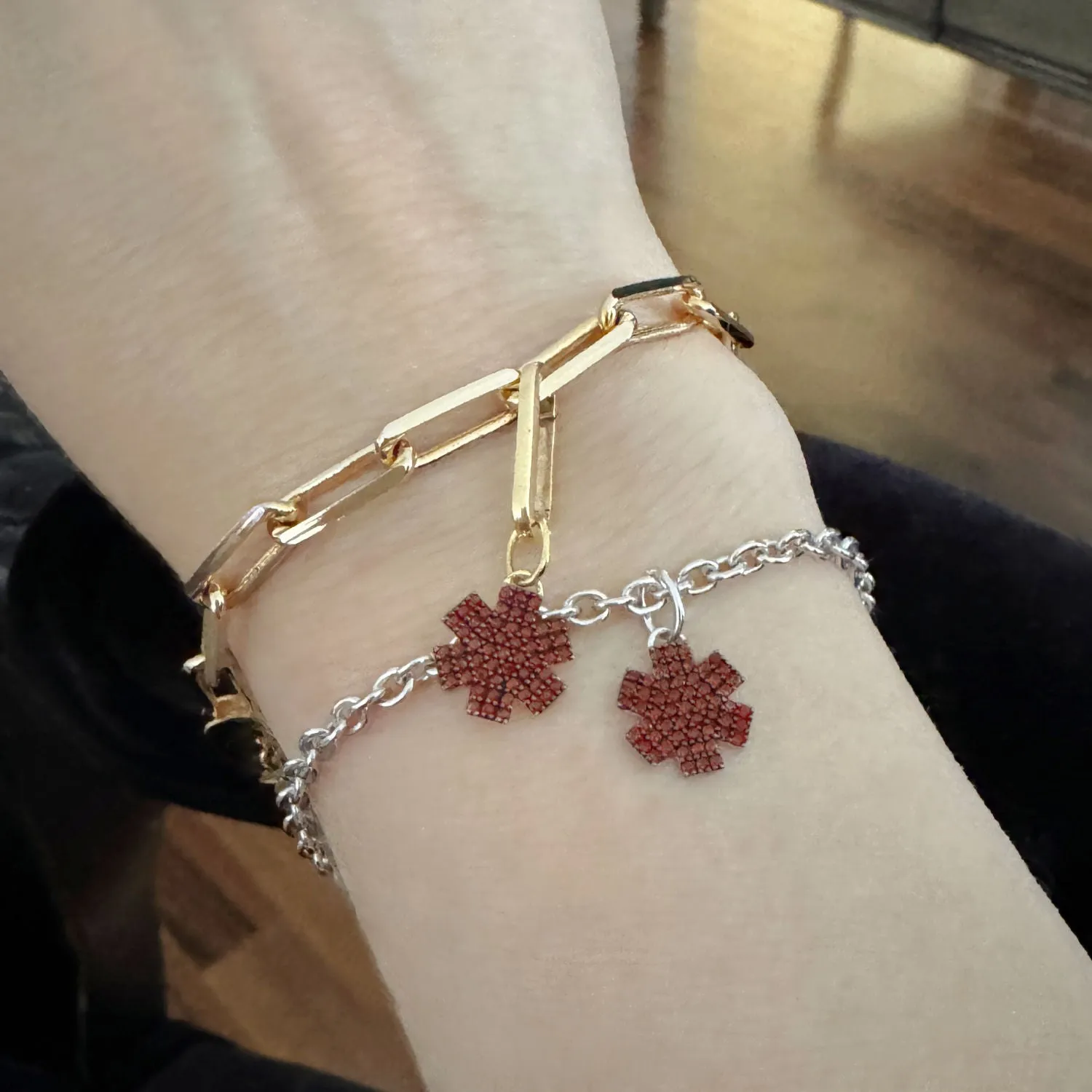 Small Star of Life Medical Charm in Gold Plated Sterling Silver & Garnet