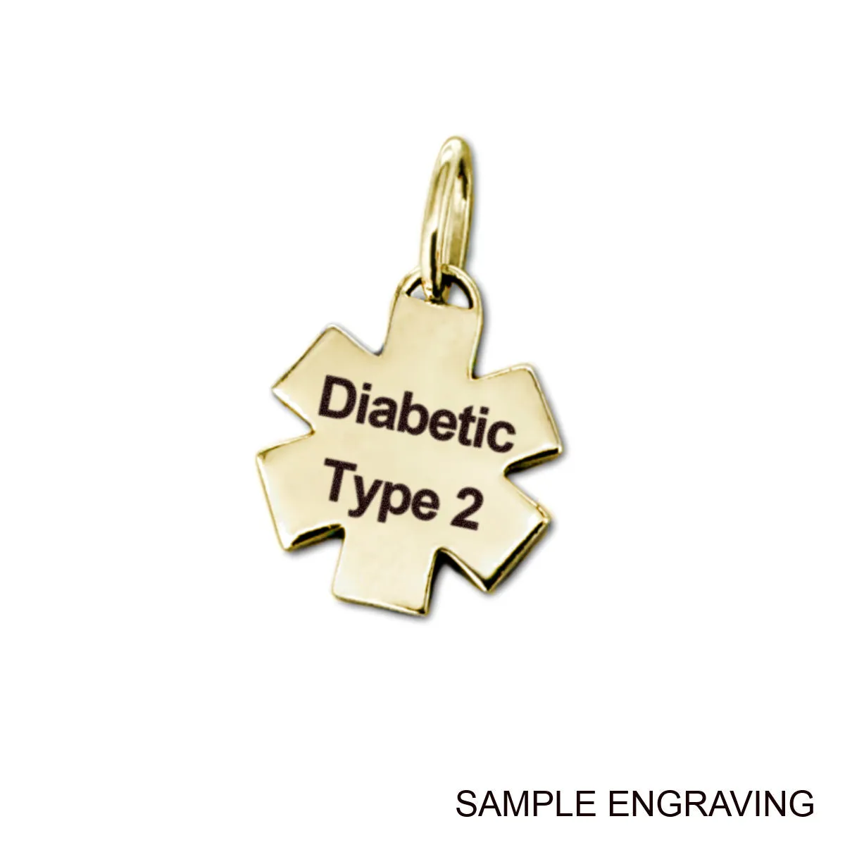 Small Star of Life Medical Charm in Gold Plated Sterling Silver & Garnet