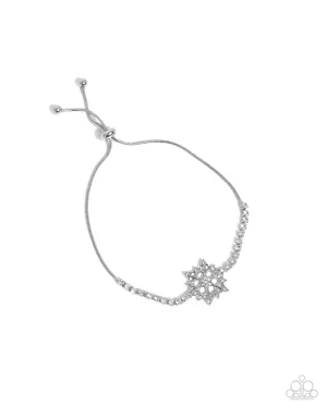 Snow Angel Shimmer - White - Rhinestone Snowflake Paparazzi Lariat Bracelet