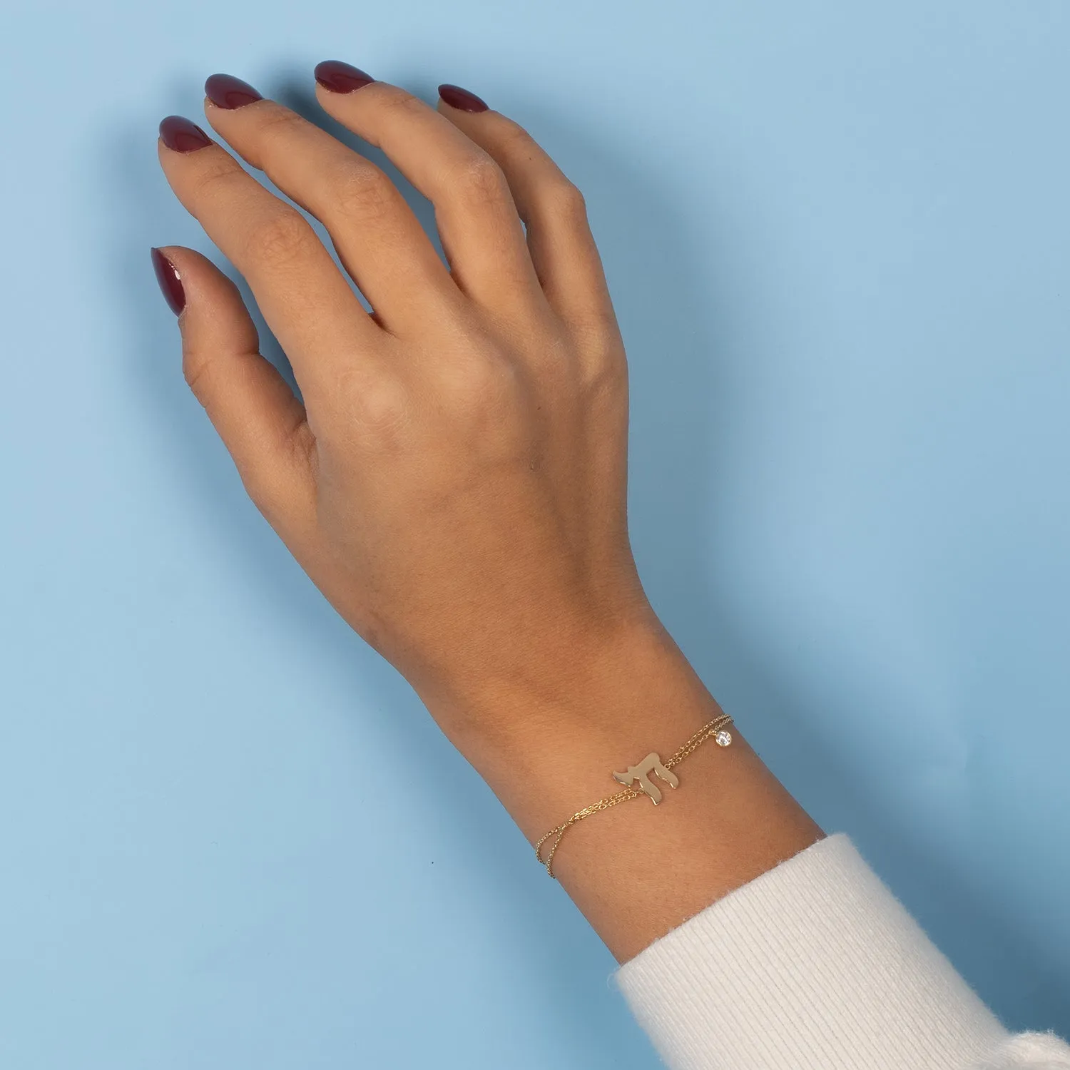 Solid Chai X Dangling CZ Bezel Bracelet