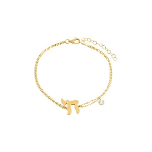 Solid Chai X Dangling CZ Bezel Bracelet