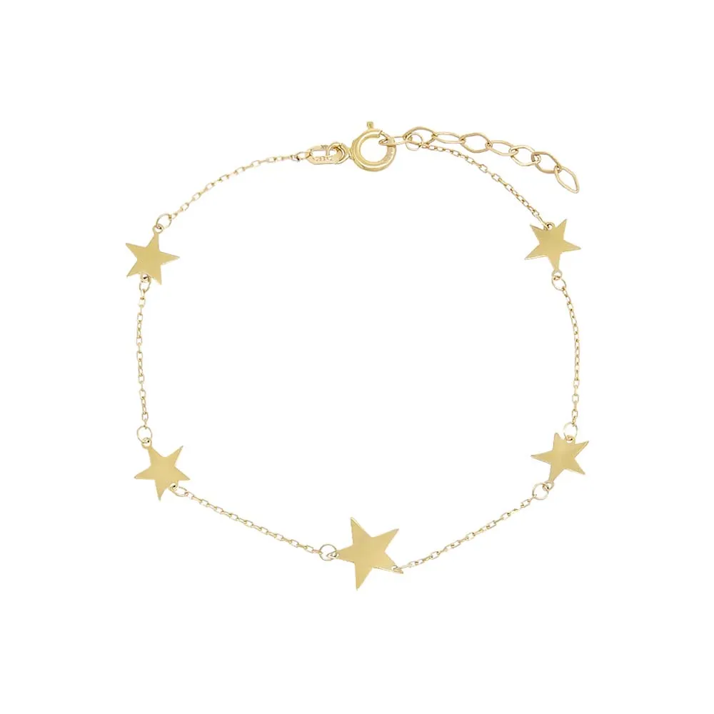 Solid Multi Star Chain Bracelet 14K
