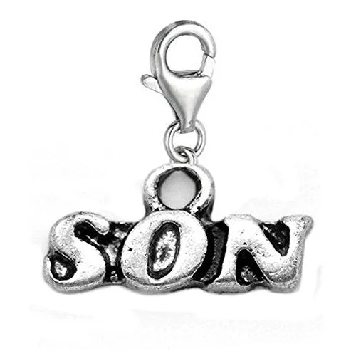 Son Clip On For Bracelet Charm Pendant for European Charm Jewelry w/ Lobster Clasp