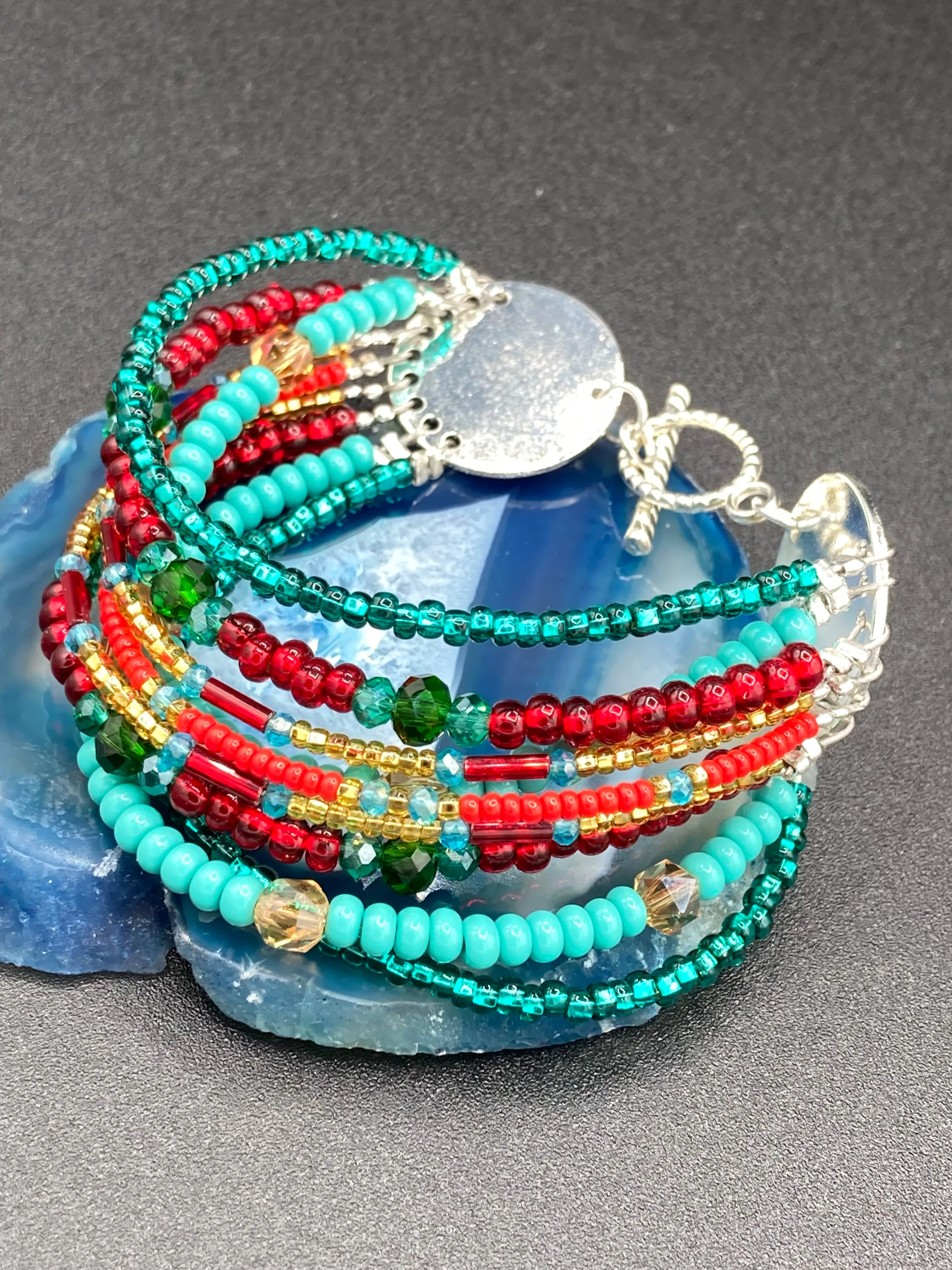 Southwest Inspired Colors Large Chunky Wide Bracelet, Bohemian Gypsy Style Jewelry, Hippie Nature Lover, Boho Shabby Chic, Mexican Colors