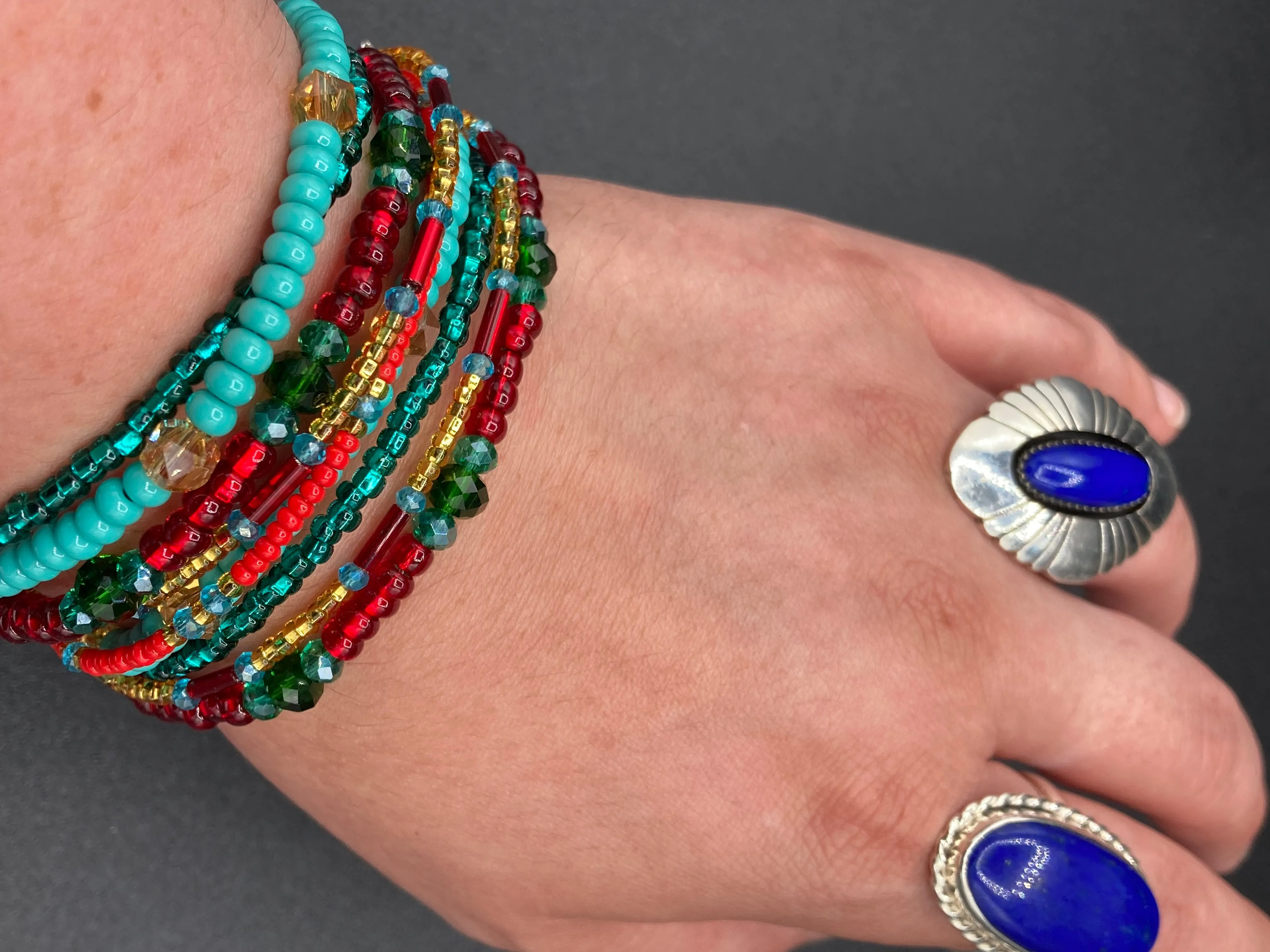 Southwest Inspired Colors Large Chunky Wide Bracelet, Bohemian Gypsy Style Jewelry, Hippie Nature Lover, Boho Shabby Chic, Mexican Colors