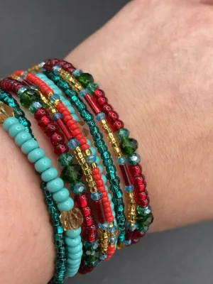 Southwest Inspired Colors Large Chunky Wide Bracelet, Bohemian Gypsy Style Jewelry, Hippie Nature Lover, Boho Shabby Chic, Mexican Colors