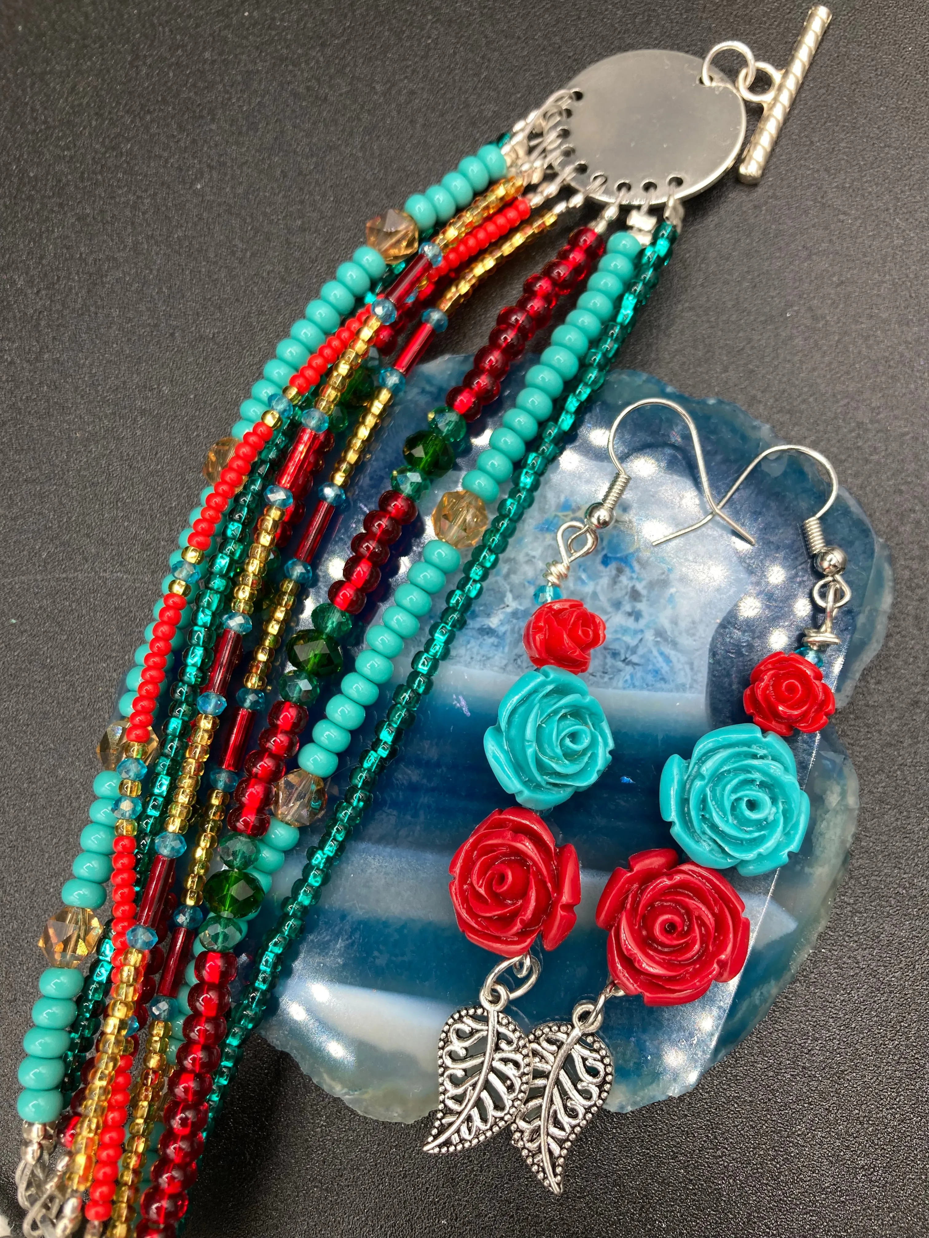 Southwest Inspired Colors Large Chunky Wide Bracelet, Bohemian Gypsy Style Jewelry, Hippie Nature Lover, Boho Shabby Chic, Mexican Colors