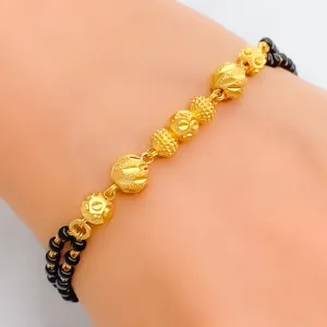 Sparkling Beadwork 22k Gold Black Bead Bracelet