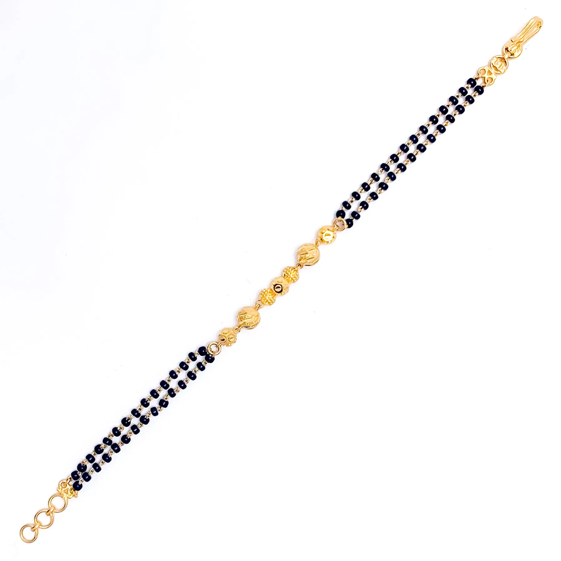 Sparkling Beadwork 22k Gold Black Bead Bracelet