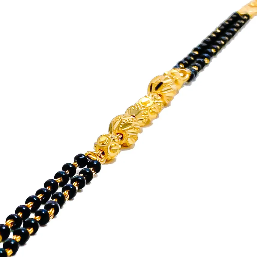 Sparkling Beadwork 22k Gold Black Bead Bracelet
