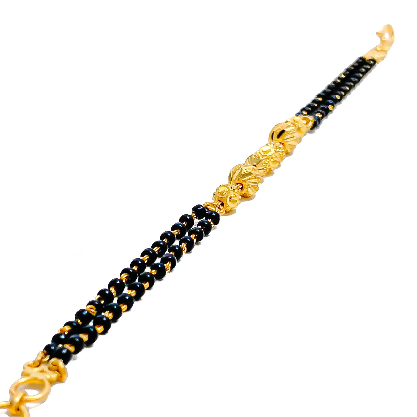 Sparkling Beadwork 22k Gold Black Bead Bracelet
