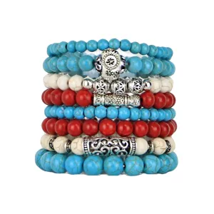 Stacking Bracelets Set, Stretch Bead Bracelet, Southwestern Beaded Bracelet