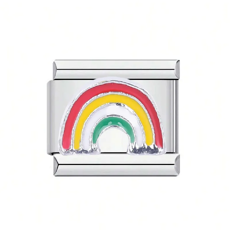 Stainless Steel 9mm Shiny Link with Rainbow for Italian Charm Bracelet