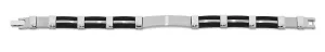 Stainless Steel and Black Rubber 21cm ID Bracelet