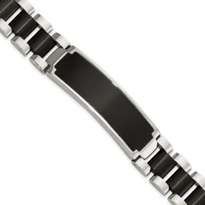 Stainless Steel Brushed and Polished Black IP-plated 8.5in ID Bracelet