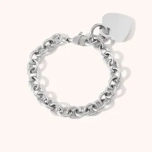 Stainless Steel Chunky Heart Engravable Bracelet