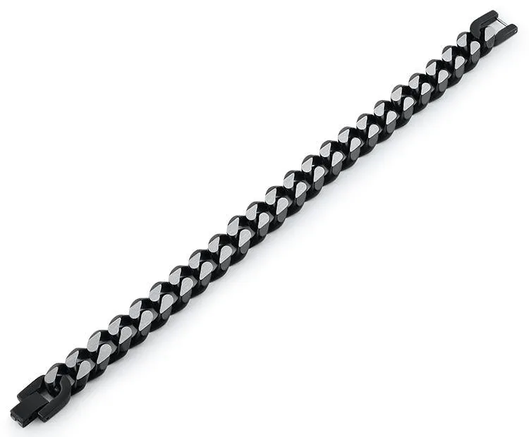 Stainless Steel Curb IP Black Link Bracelet