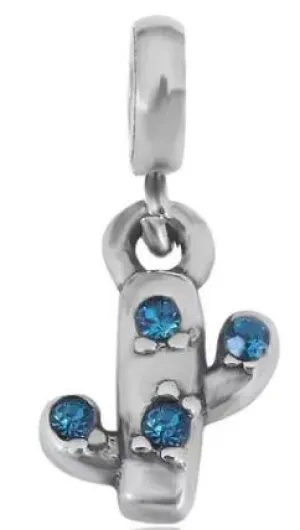Stainless Steel CZ Cactus Mini Charm