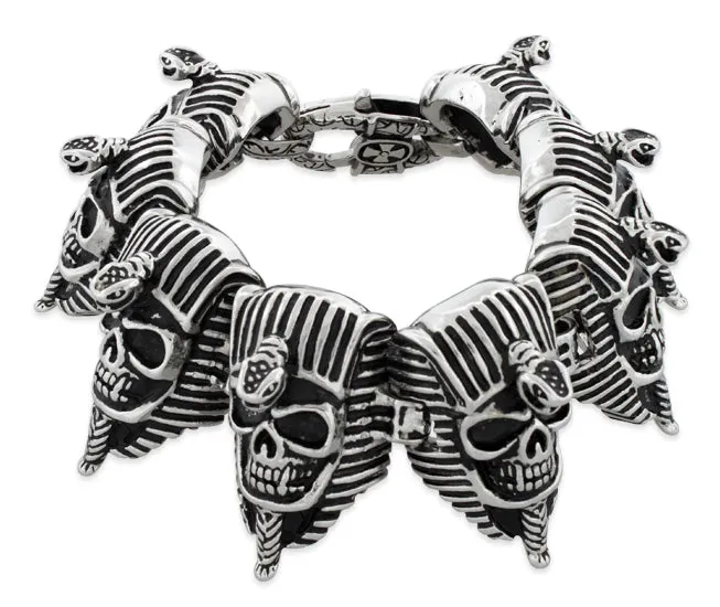 Stainless Steel Pharaoh Skull Link Bracelet