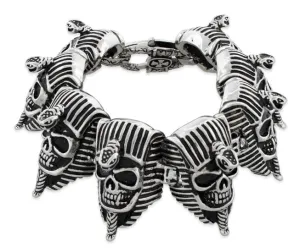 Stainless Steel Pharaoh Skull Link Bracelet