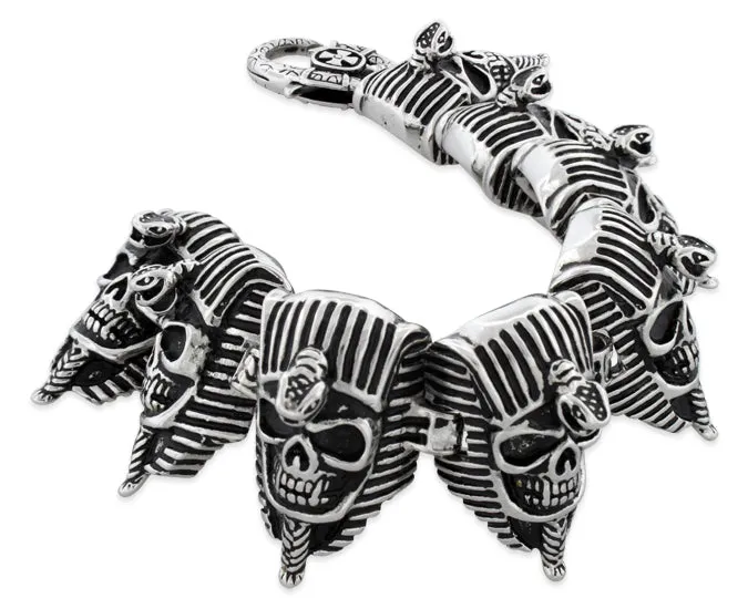 Stainless Steel Pharaoh Skull Link Bracelet
