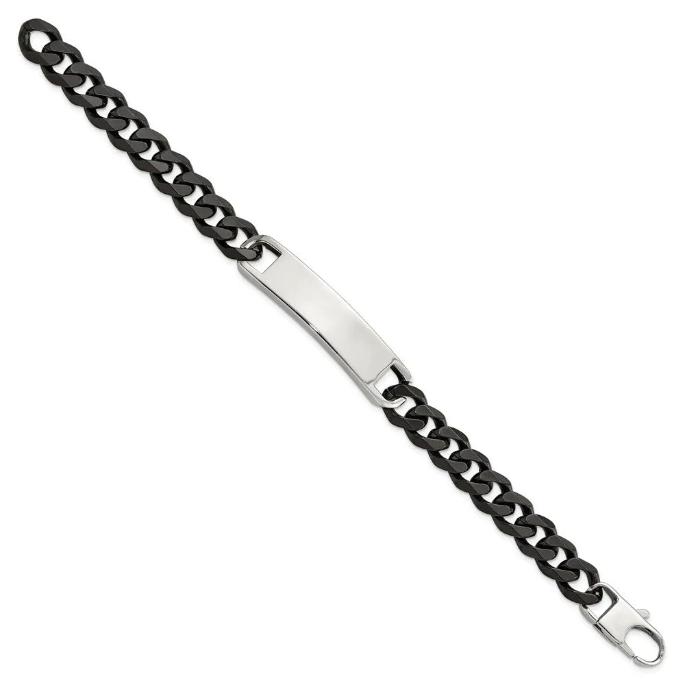 Stainless Steel Polished Black IP-plated 8.5in ID Bracelet