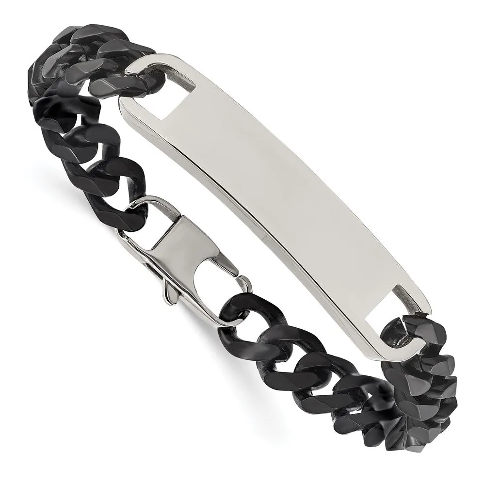 Stainless Steel Polished Black IP-plated 8.5in ID Bracelet
