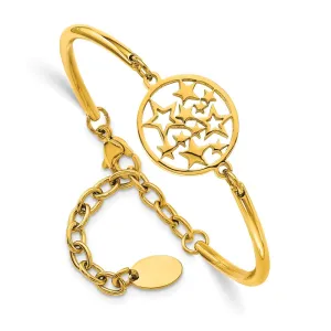 Stainless Steel Polished Yellow IP-plated Stars 5.5in w/2in Bracelet