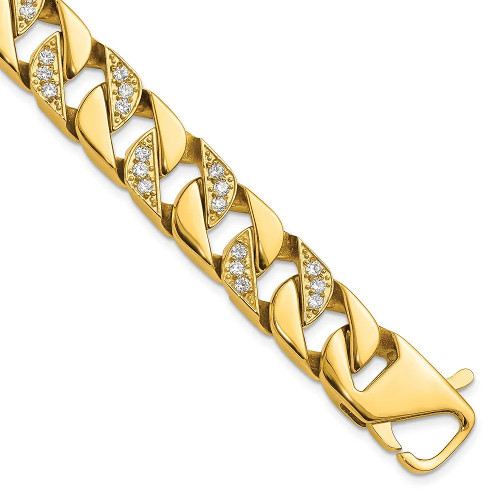 Stainless Steel Polished Yellow IP-plated with CZ 8.5in Bracelet