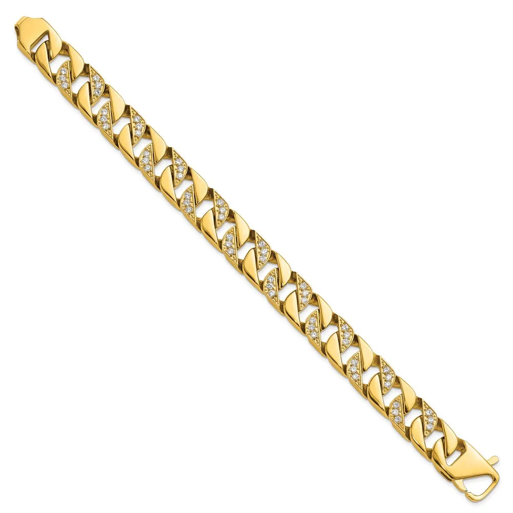 Stainless Steel Polished Yellow IP-plated with CZ 8.5in Bracelet