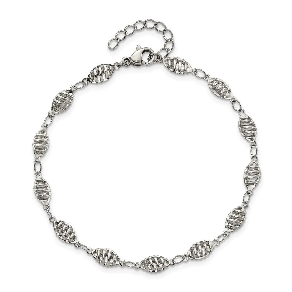 Stainless Steel Polished Yellow IP-plated with CZ 8.5in Bracelet