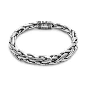 Sterling Silver Fancy Pebble Slide-In Lock Heavy Wheat Bracelet. Available in 3 Lengths.