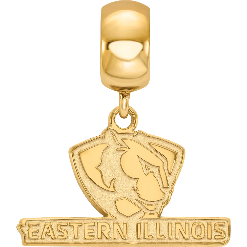 Sterling Silver Gold-plated LogoArt Eastern Illinois University Small Dangle Bead Charm
