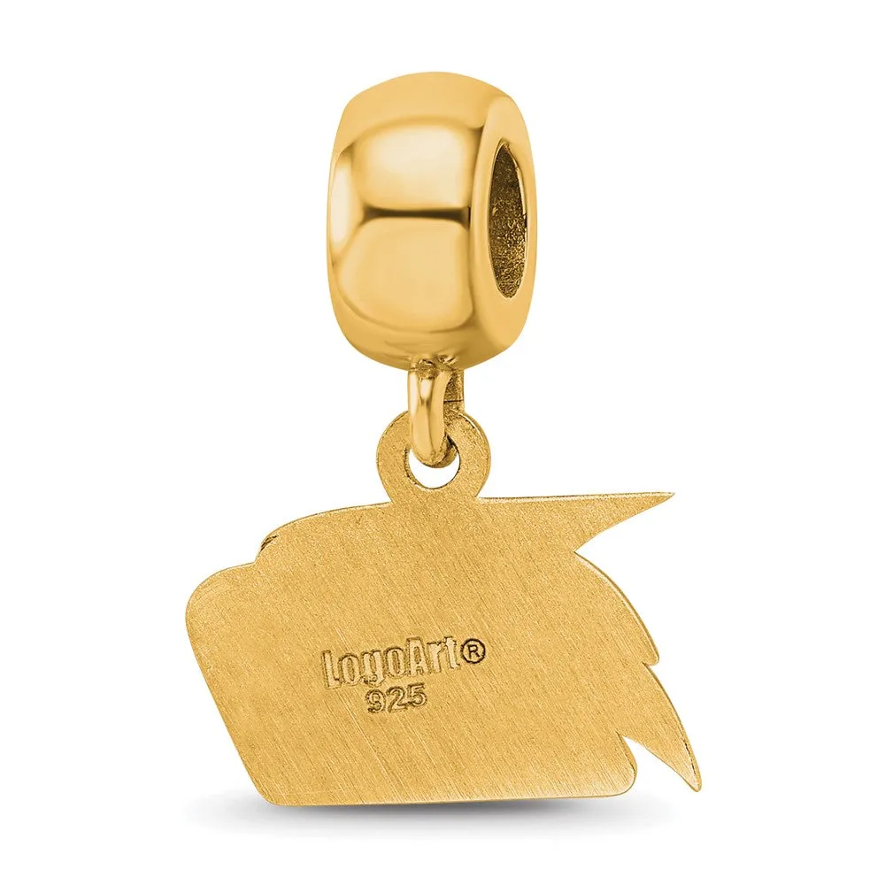 Sterling Silver Gold-plated LogoArt Georgia Southern University Eagle Extra Small Dangle Bead Charm