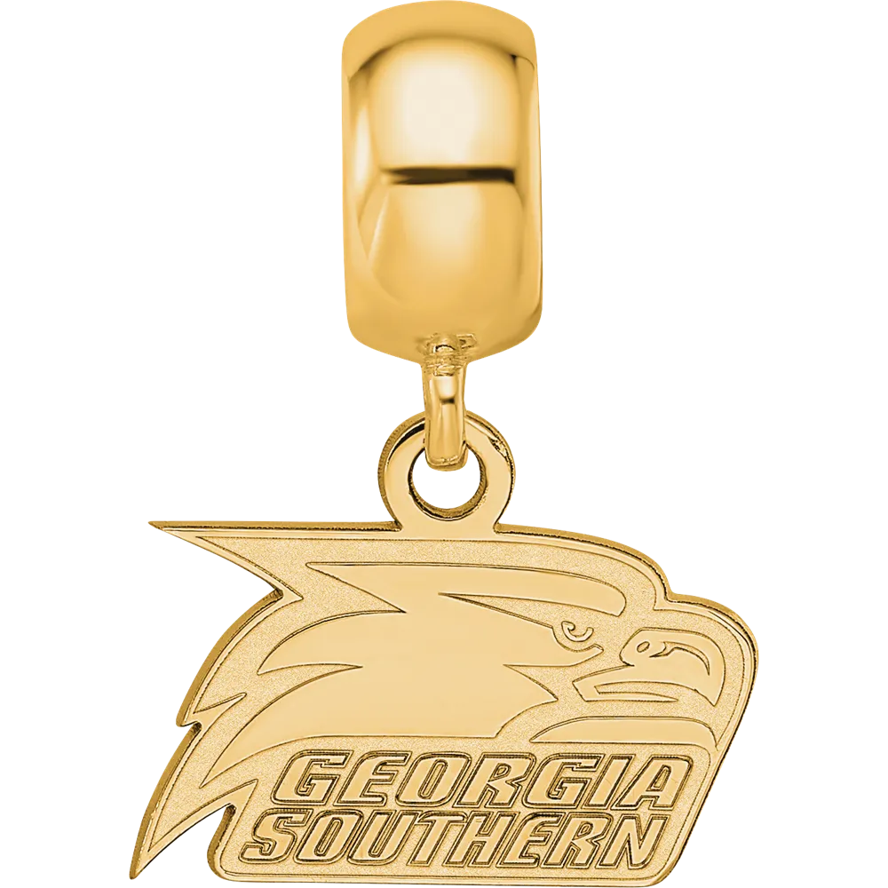 Sterling Silver Gold-plated LogoArt Georgia Southern University Eagle Extra Small Dangle Bead Charm
