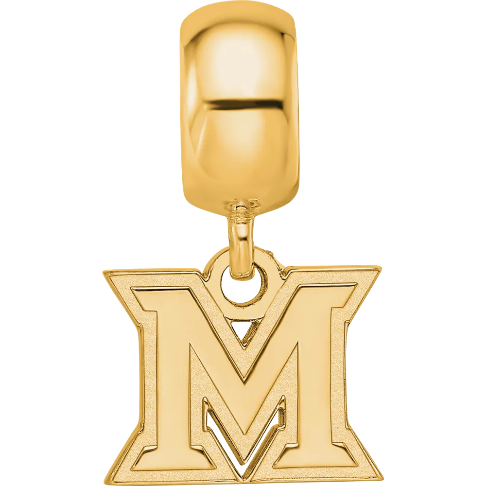 Sterling Silver Gold-plated LogoArt Miami University Ohio Letter M Extra Small Dangle Bead Charm