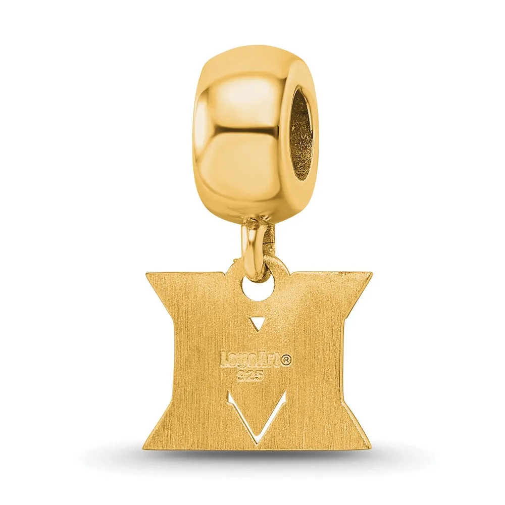 Sterling Silver Gold-plated LogoArt Miami University Ohio Letter M Extra Small Dangle Bead Charm