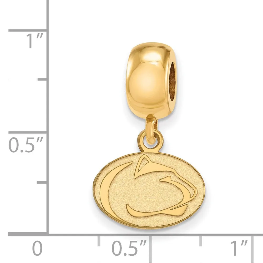 Sterling Silver Gold-plated LogoArt Penn State University Lion Extra Small Dangle Bead Charm