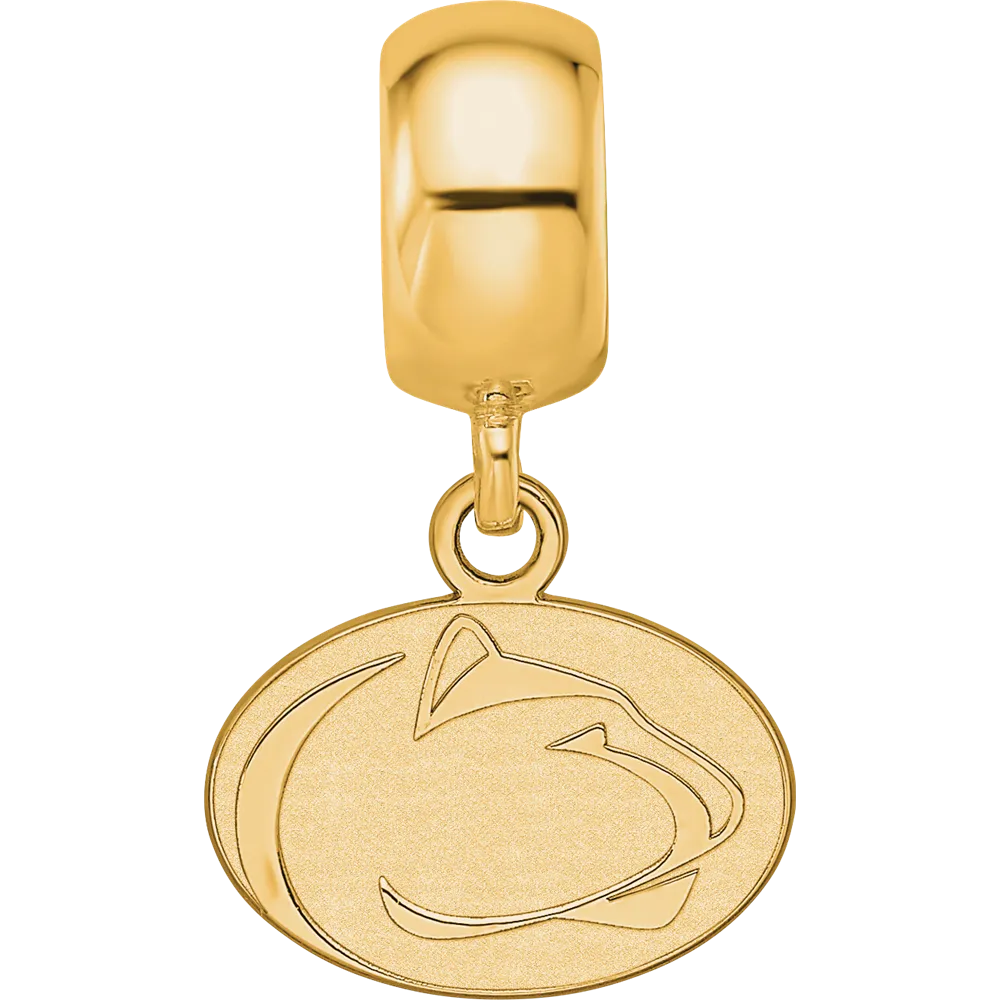 Sterling Silver Gold-plated LogoArt Penn State University Lion Extra Small Dangle Bead Charm