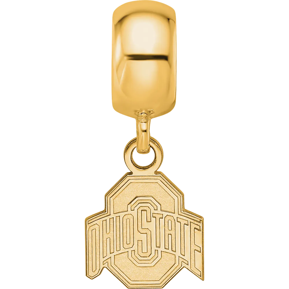 Sterling Silver Gold-plated LogoArt The Ohio State University Extra Small Dangle Bead Charm