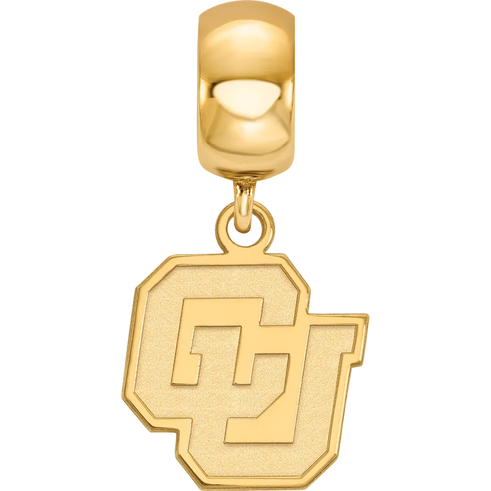 Sterling Silver Gold-plated LogoArt University of Colorado C-U Small Dangle Bead Charm