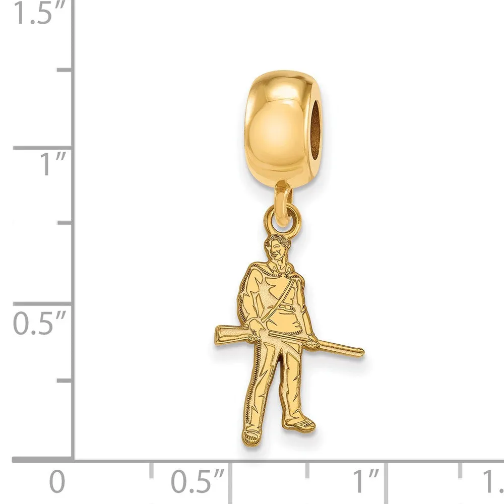 Sterling Silver Gold-plated LogoArt West Virginia University Mountaineer Small Dangle Bead Charm