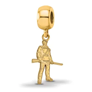 Sterling Silver Gold-plated LogoArt West Virginia University Mountaineer Small Dangle Bead Charm