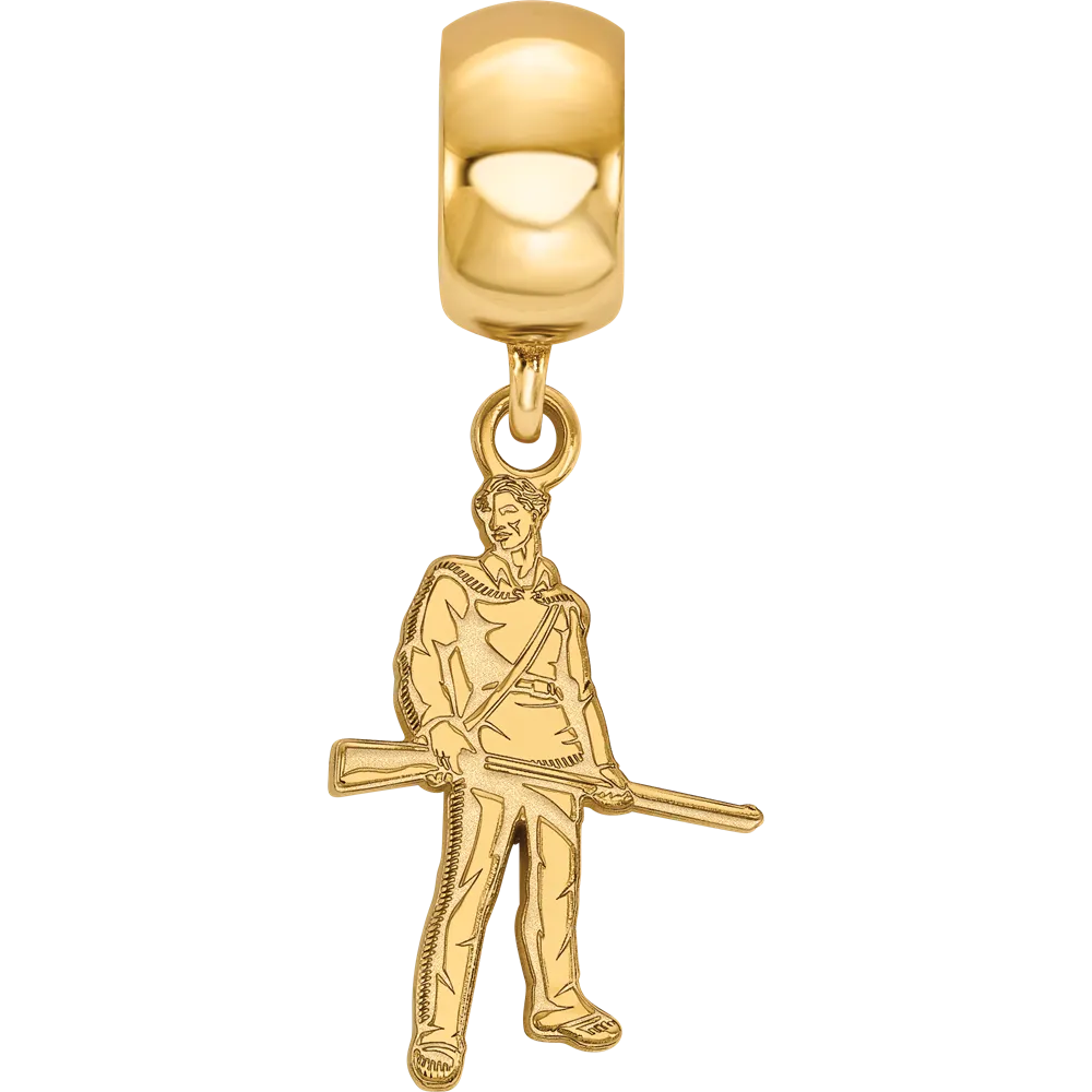 Sterling Silver Gold-plated LogoArt West Virginia University Mountaineer Small Dangle Bead Charm