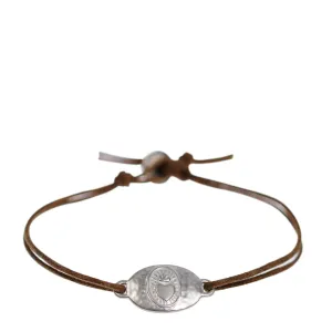 Sterling Silver Heart with Flames Bracelet on Natural Cord
