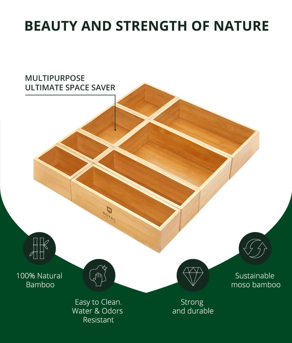 Storage Box Set of 8, Natural by Royal Craft Wood